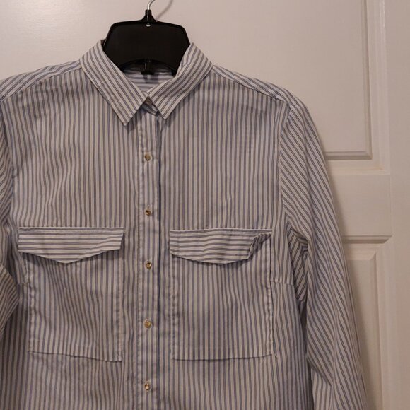 Zara blouse - white with med blue pin stripes - M - Picture 5 of 6